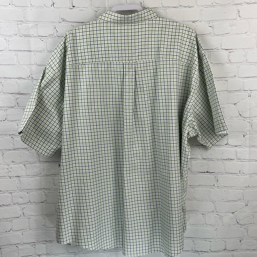 Cabelas Outfitter Series Shirt Mens 3XL Green/White Plaid Short Sleeve Button Up - Picture 2 of 8